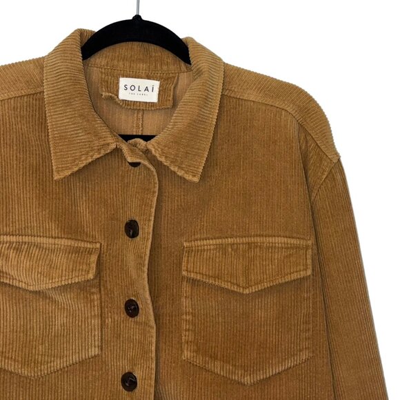 Solai the Label Tan Corduroy Cropped Boxy Jacket with Raw Hem - Size S - Picture 1 of 5